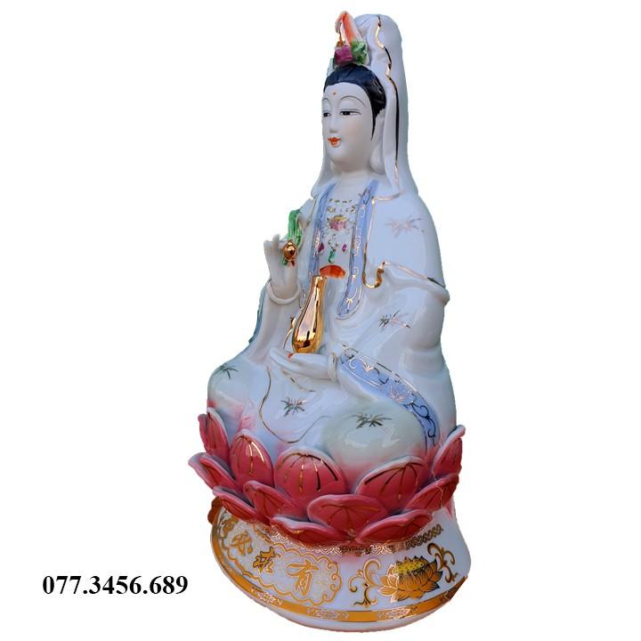 Tượng Phật Bà Quan Âm 14in Màu Xanh