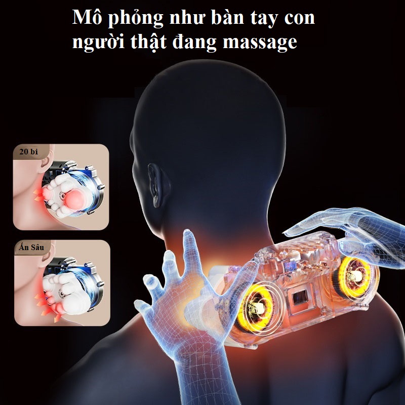 [Tặng củ sạc + cáp sạc] Gối Massage Cổ Vai Gáy Không Dây GDV S8 Ruột Gối Bằng Cao Su Non Loại 20 Bi Dùng Pin Sạc - Màu Ngẫu Nhiên - Hàng Chính Hãng