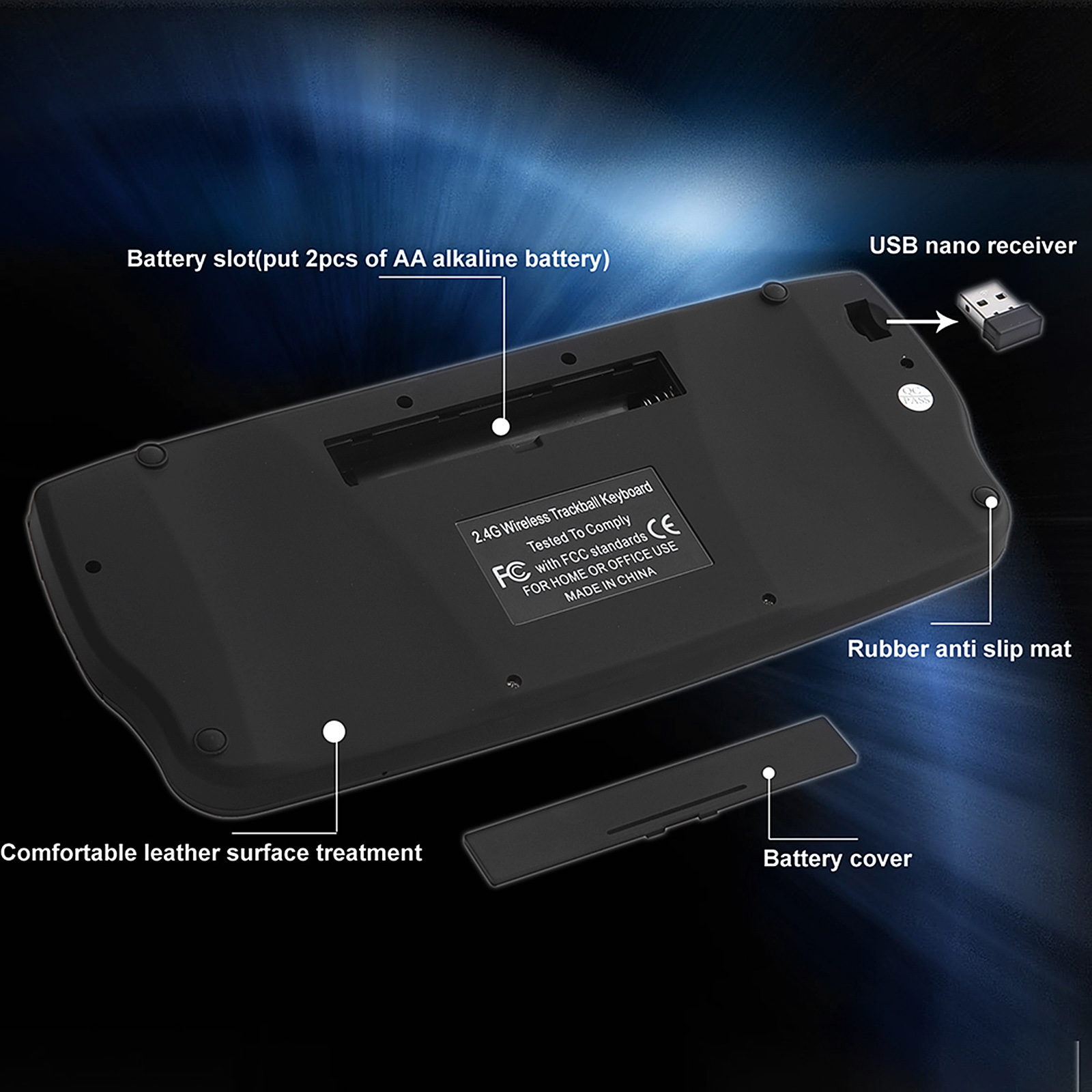 Bàn Phím Không Dây E30 2.4GHz Với Chuột Trackball Điều Khiển Từ Xa Bằng Bánh Xe Lăn Cho Android TV Box TV Thông Minh PC Máy Tính Xách Tay