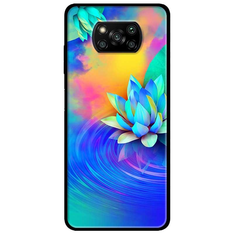 Ốp lưng dành cho Xiaomi Poco X3 mẫu Sen Xanh Vàng