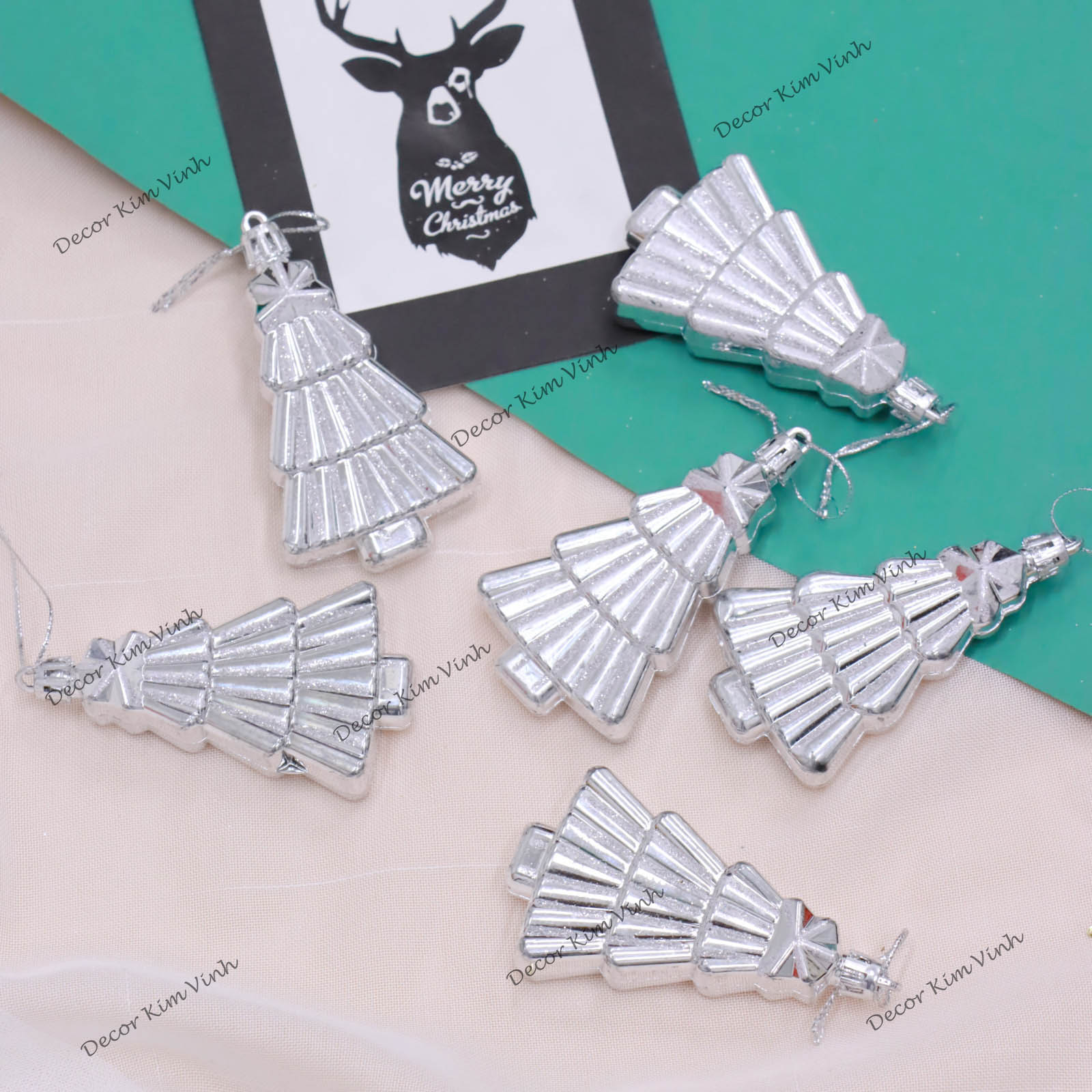 Set 6 Mẫu E53 Phụ Kiện Treo Cây Thông Sọc Trang Trí Cây Thông Giáng Sinh