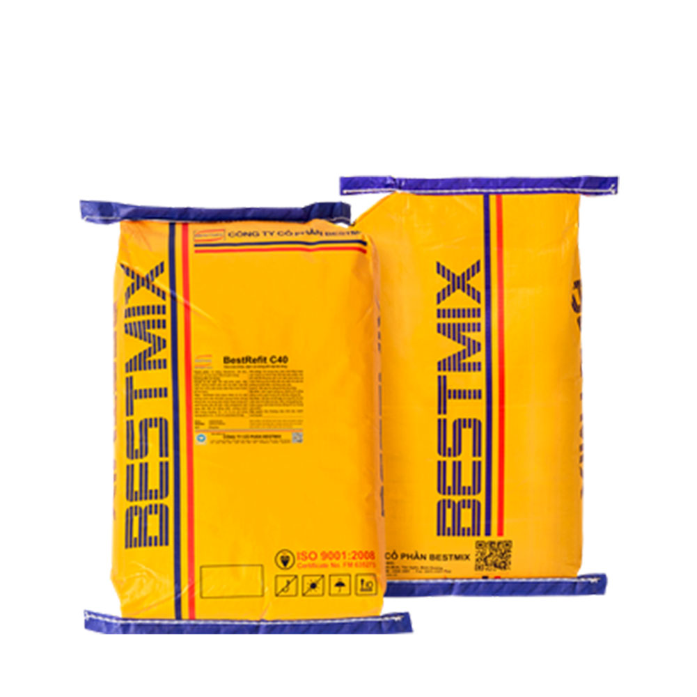 BestRefit C40 - Bao 25kg - vữa sửa chữa mỏng, đẹp, gốc xi măng-polymer