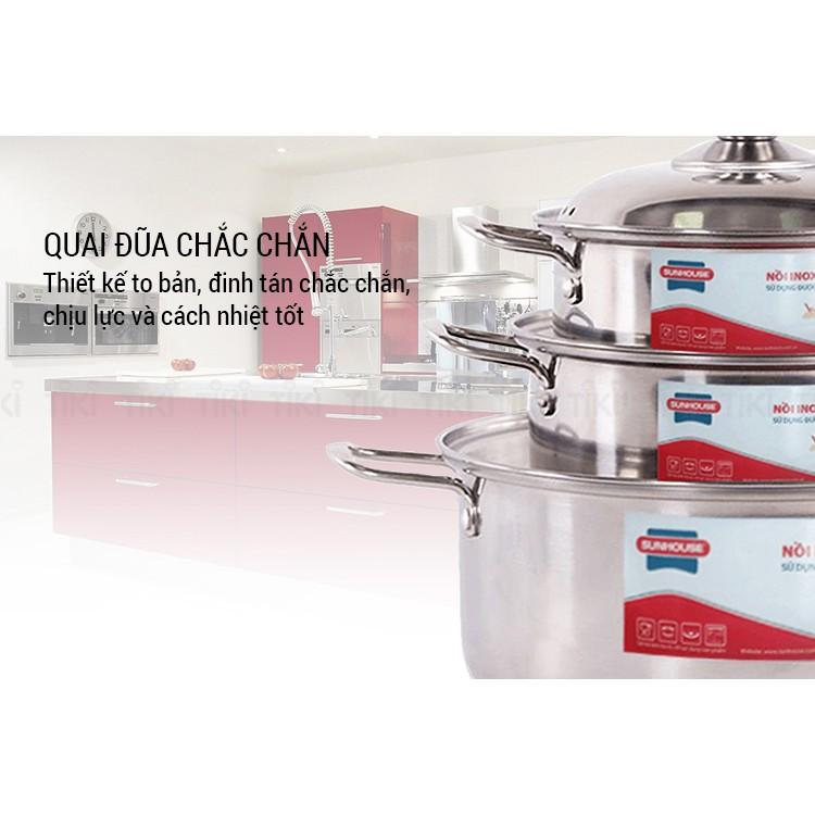 Bộ 3 Nồi Inox Cao Cấp SH224 Bền Bỉ, Dùng Cho Mọi Loại Bếp