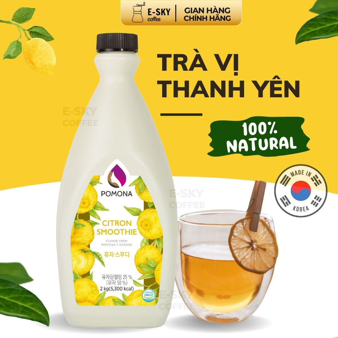 Mứt Thanh Yên Pomona Citron Smoothie Nguyên Liệu Pha Chế Hàn Quốc Chai 2kg