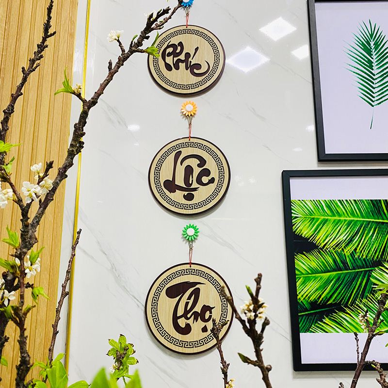Chữ Phúc Lộc Thọ Thư Pháp - Bảng Gỗ Decor - Trang Trí Nhà Cửa - Tết