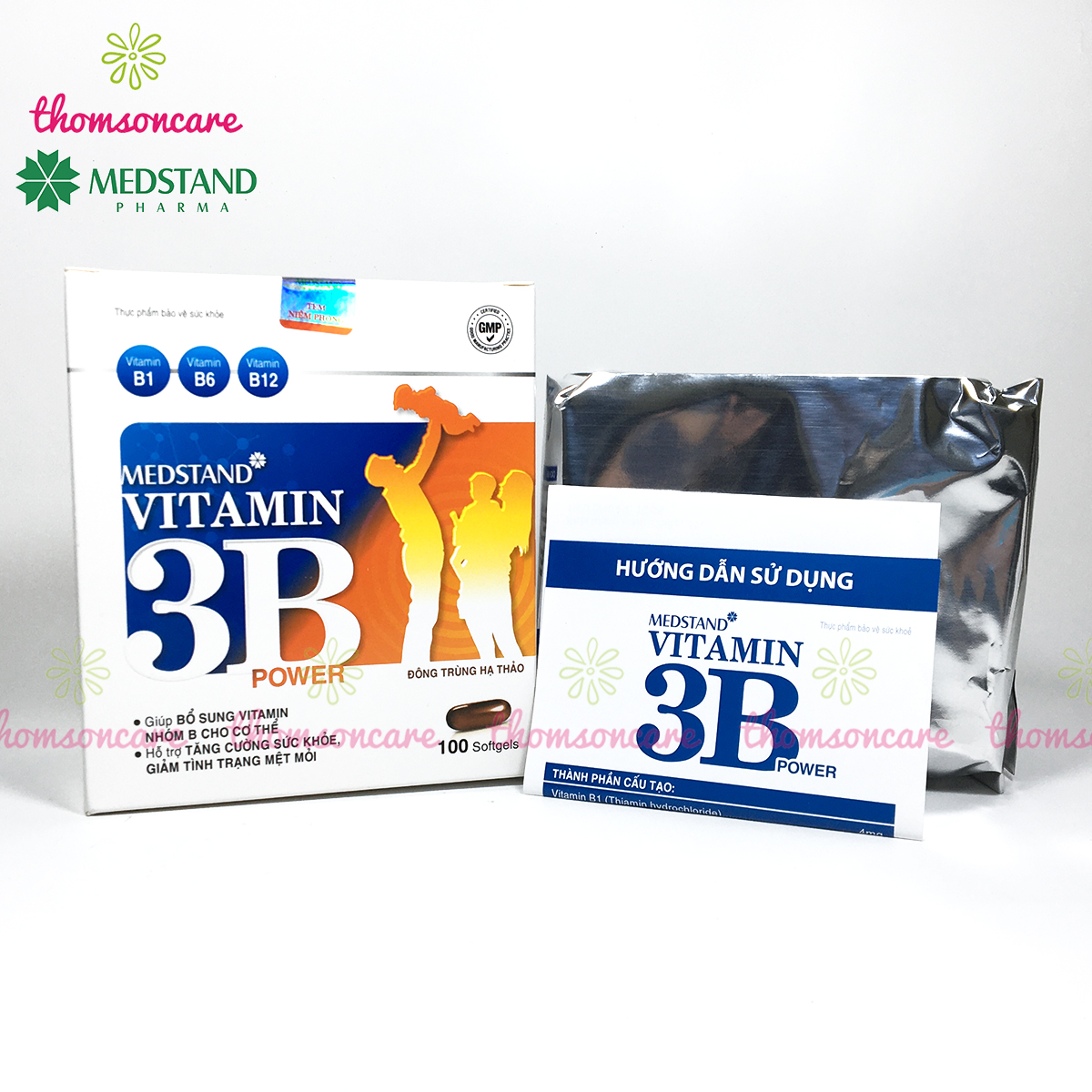 Bổ sung vitaminB1 B6 B12 và đông trùng hạ thảo - Vitamin 3B Medstand - Hộp 100 viên
