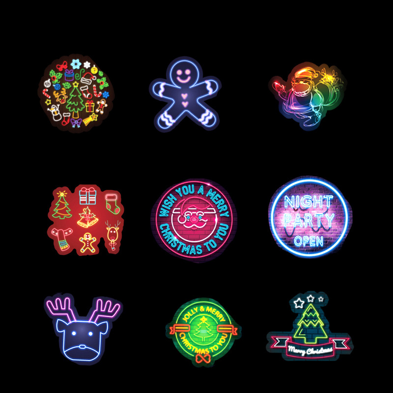 Bộ 50 miếng Sticker hình dán Chrismas Neon