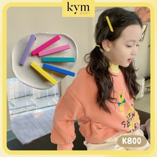 set 2 kẹp tóc đơn màu Hàn Quốc dáng thẳng cho bé gái từ 2Y - 6Y K800