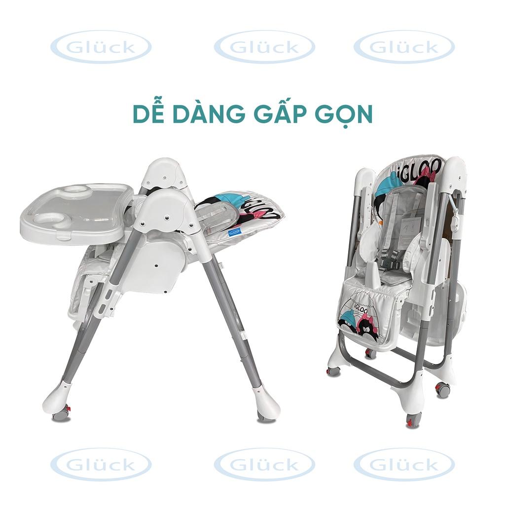 Ghế ăn dặm cho bé gấp gọn tiện lợi 3 mức chỉnh chiều cao khung thép không gỉ Gluck BXS - 216 cho bé 6-36 tháng tuổi