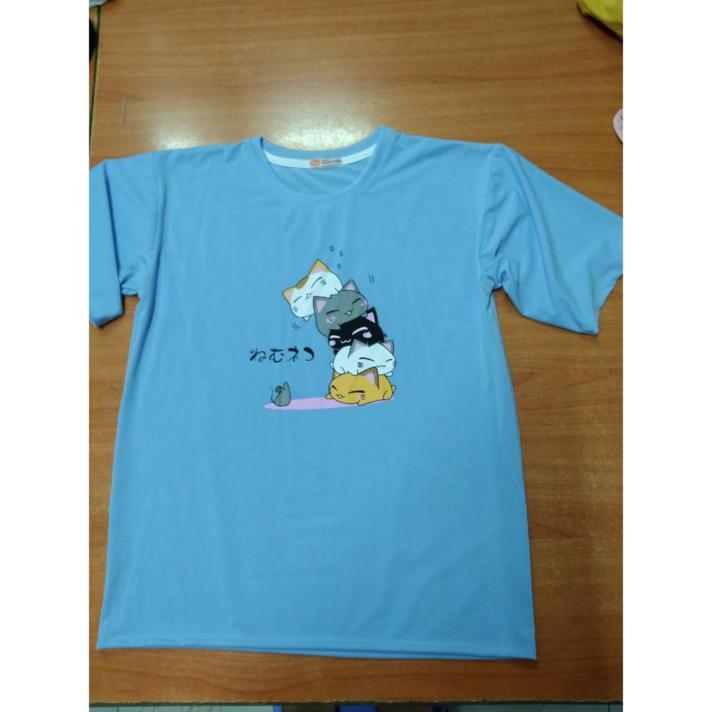 Aó thun tay lỡ Unisex 5 con mèo dễ thương freesize từ 40 -70kg