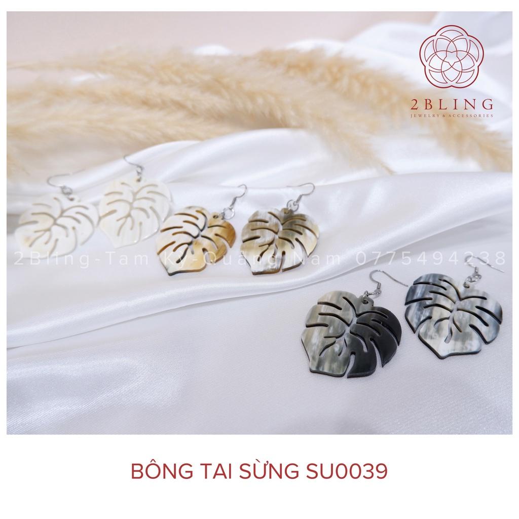 Bông tai sừng hình chiếc lá 2BLING thời trang SU0039