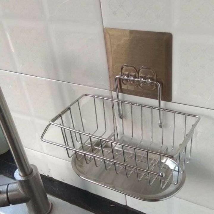 Kệ Đựng Miếng Rửa Chén Inox Dán Tường Siêu Chắc