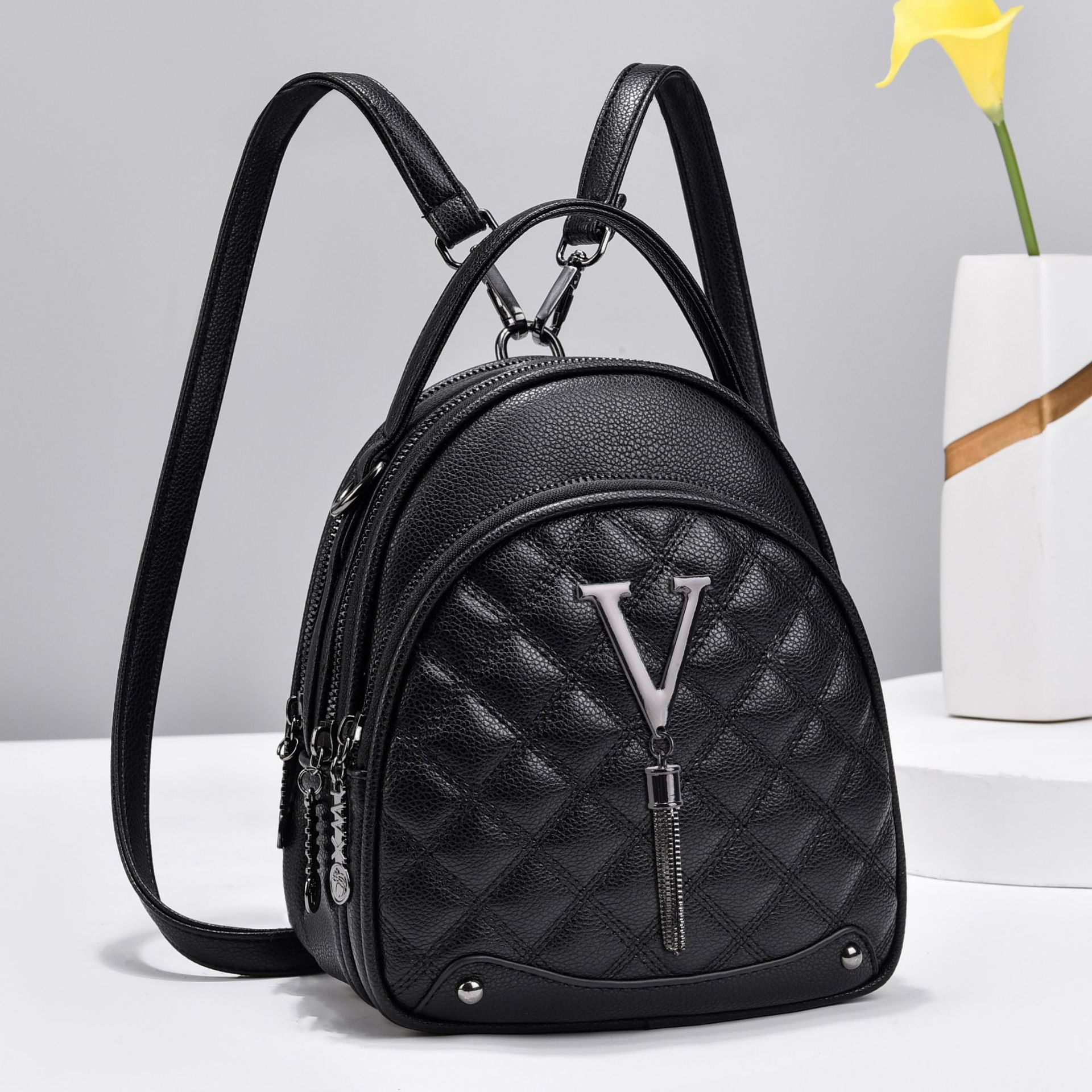 Balo nữ mini thời trang da mềm 3in1 nhiều ngăn tiện dụng, đeo 2 kiểu balo và túi, phù hợp đi làm, đi chơi