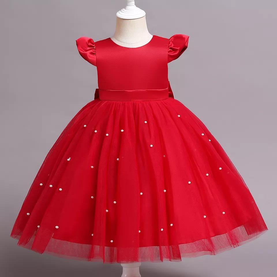 váy công chúa bé gái đầm trẻ em đỏ tim dể thương mã 014