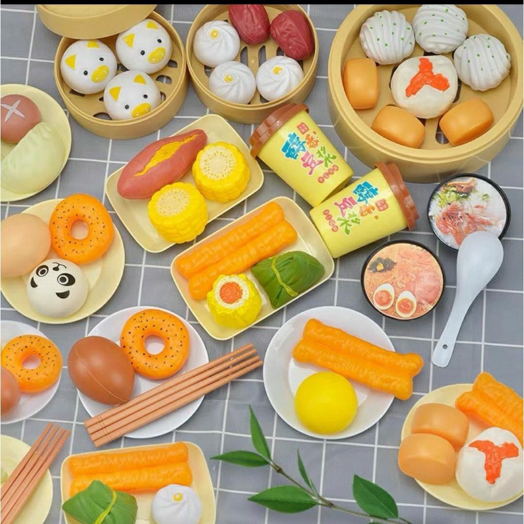 Bộ đồ chơi DIMSUM 84 chi tiết - set trò chơi nhà bếp nấu ăn 84 món bánh bao há cảo gà rán nhựa cao cấp cho bé