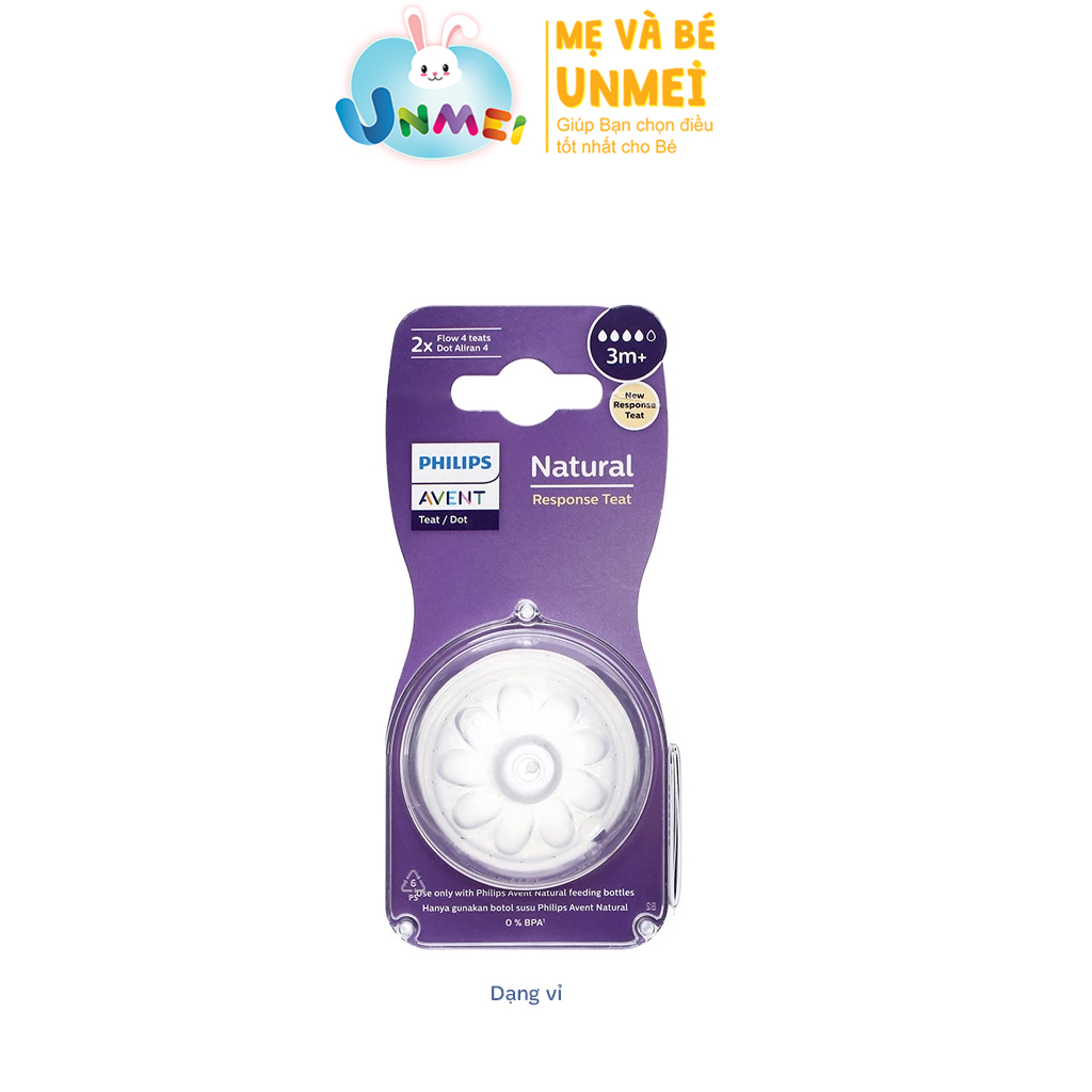 Bộ 2 núm ti Philips Avent cổ rộng size 4 (3 - 6 tháng) - Giao bao bì ngẫu nhiên