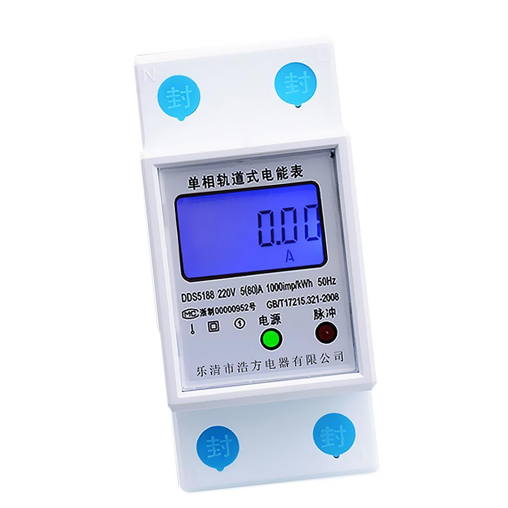 LCD DIN-Rail Type Hour Single Phase 2 Wire Energy Meter AC 220V
