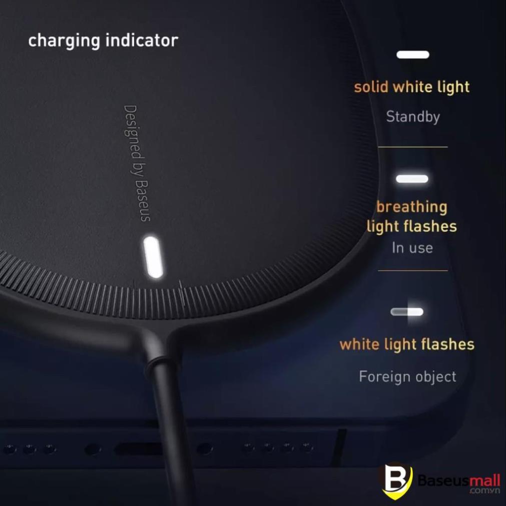 Baseus -BaseusMall VN Đế sạc nhanh không dây có nam châm Baseus Light Magnetic Wireless Charger (Hàng chính hãng