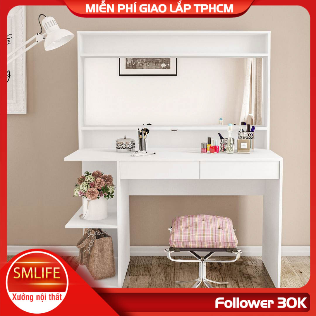 Bàn trang điểm led gương tròn đẹp SMLIFE Muhammad