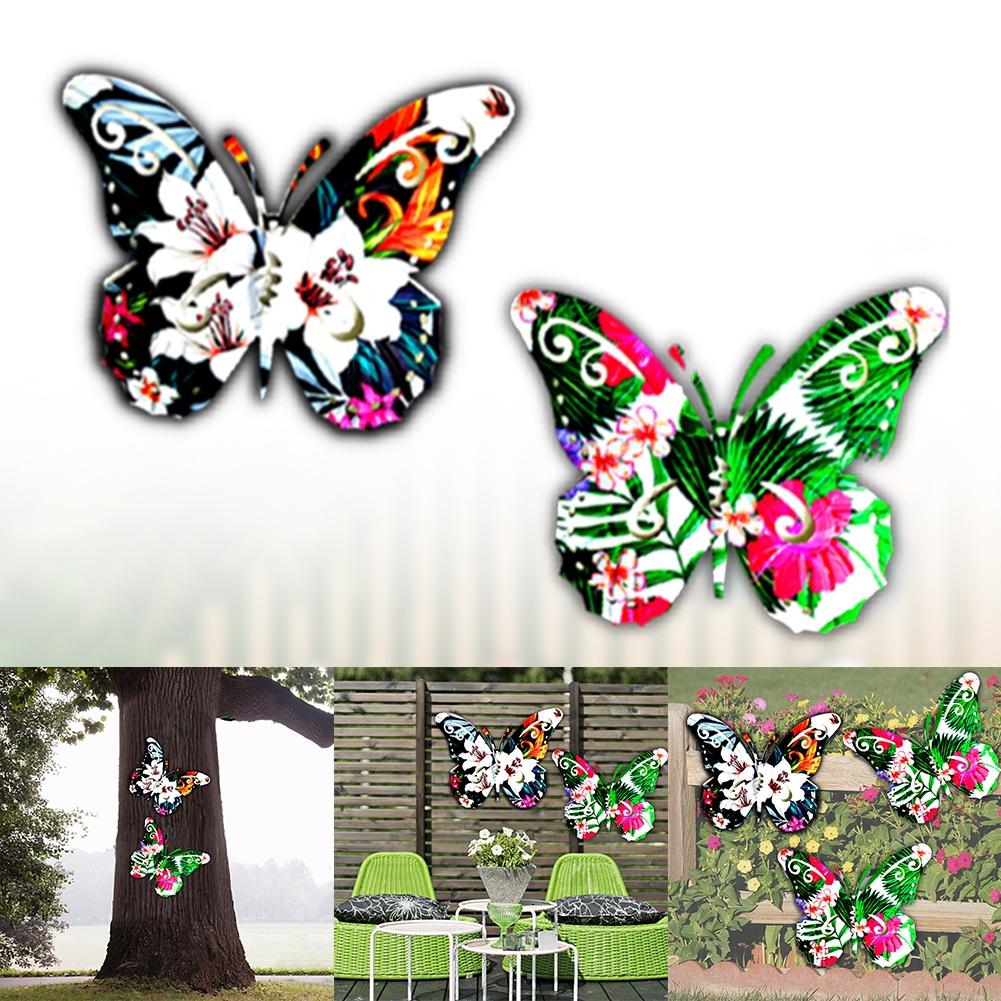 Garden Art Metal Butterfly Ornaments Wall Art Decor Outdoor,2 Pack Colorful Garden Wall Sculptures Indoor or Outdoor Home Decorations(Butterfy) MMJQ