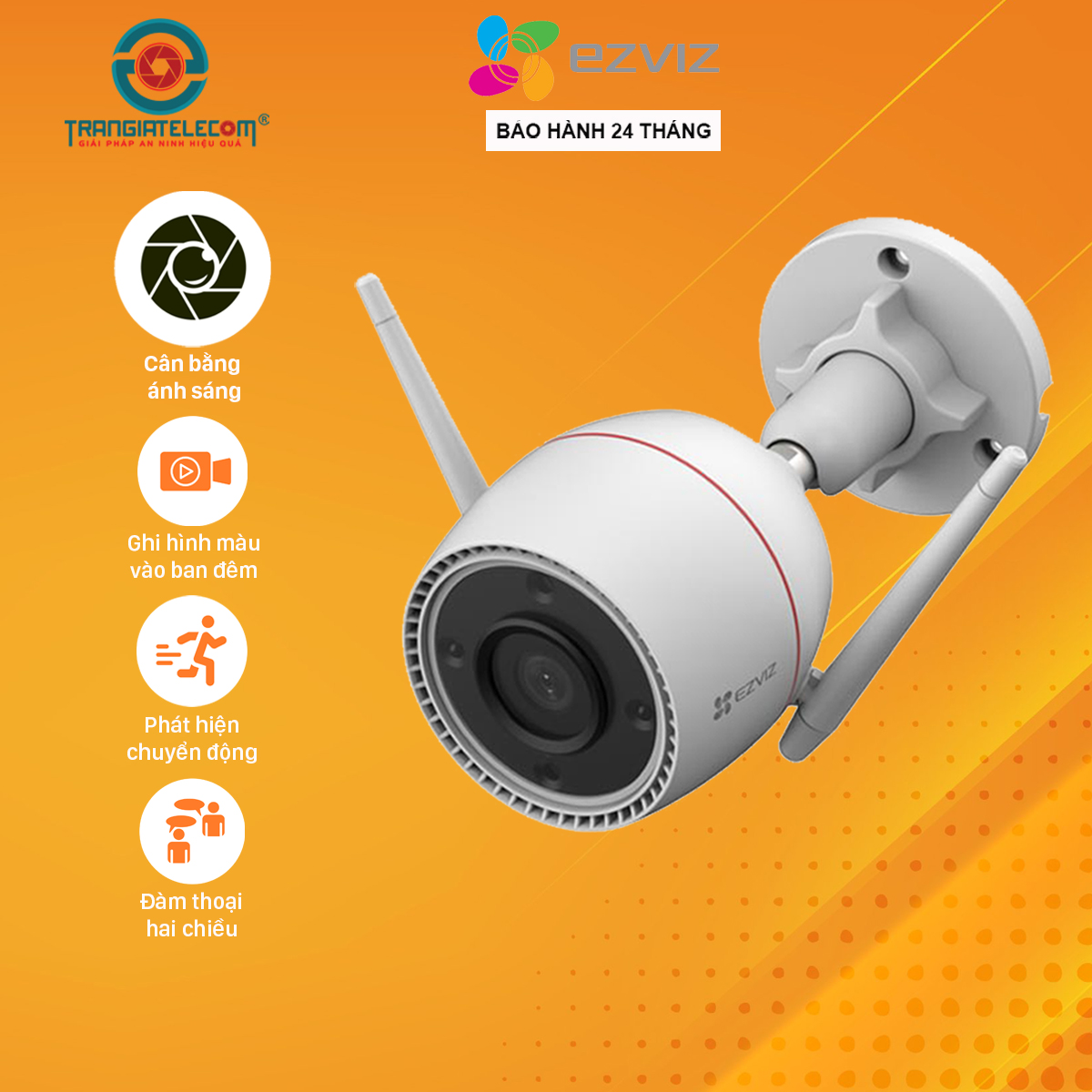 Camera Wifi Ezviz Ngoài Trời AI thông minh, màu ban đêm, H3C 4MP 2K - Hàng chính hãng