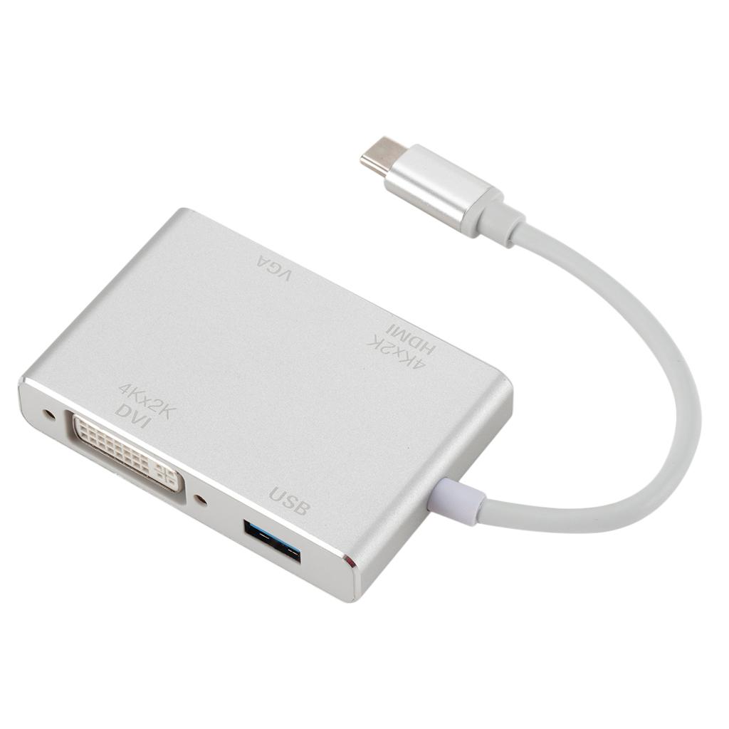 4in1 USB C Loại C Sang DVI HDMI VGA 1080P USB3.0 USB-C Dây Cáp Adapter