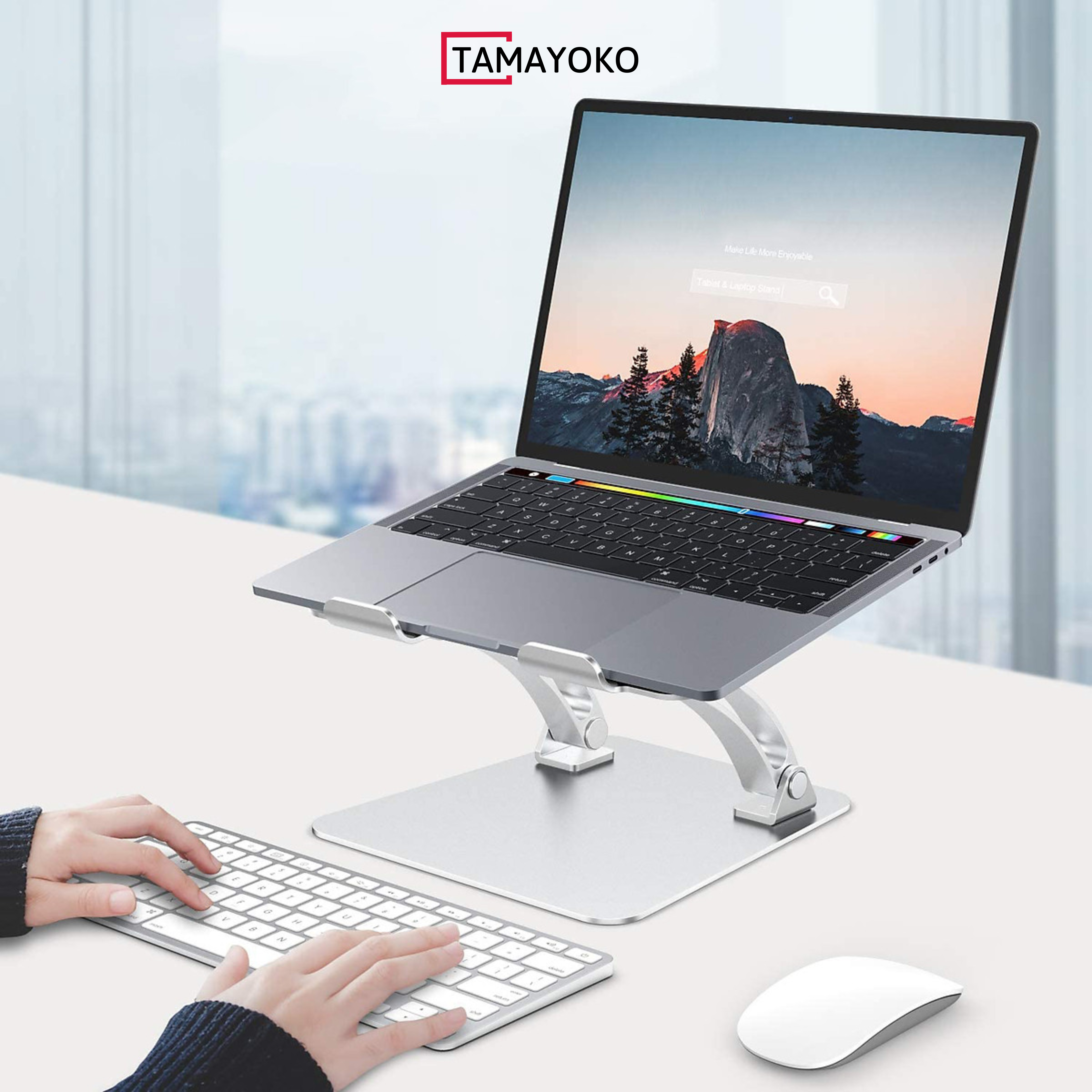 Hình ảnh Giá Đỡ Máy Tính, Laptop, iPad, Macbook Hợp Kim Nhôm Cao Cấp. Hỗ Trợ Tản Nhiệt Chống Mỏi Cổ, Vai, Gáy. Hàng Chính Hãng Tamayoko