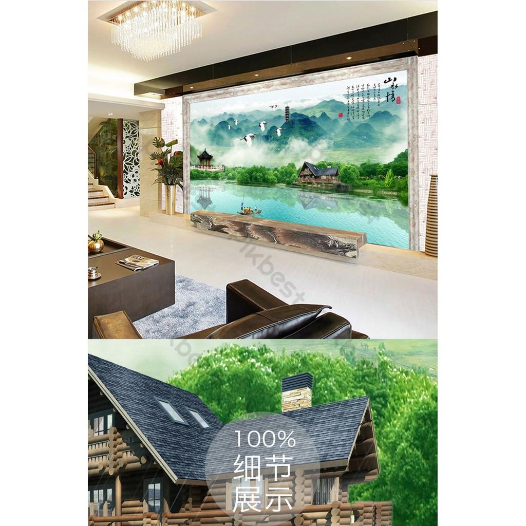 Tranh dán tường Tranh 3d dán tường phong thủy phòng khách phòng ngủ hiện đại 05