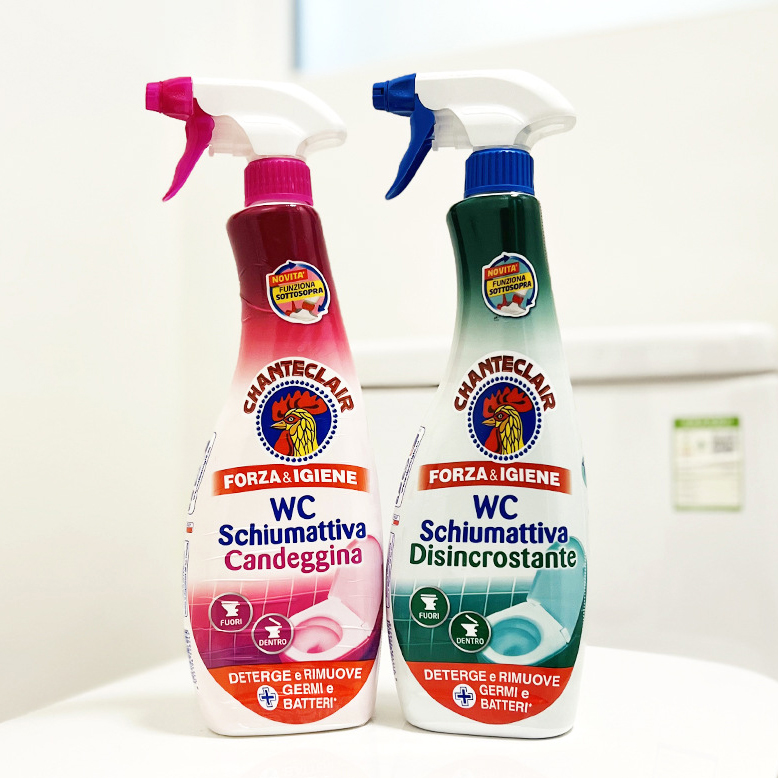 Xịt tẩy bồn cầu &amp; Tẩy rêu nền xi măng, tẩy gạch men nhà tắm ố vàng Chanteclair WC Ý 625ml
