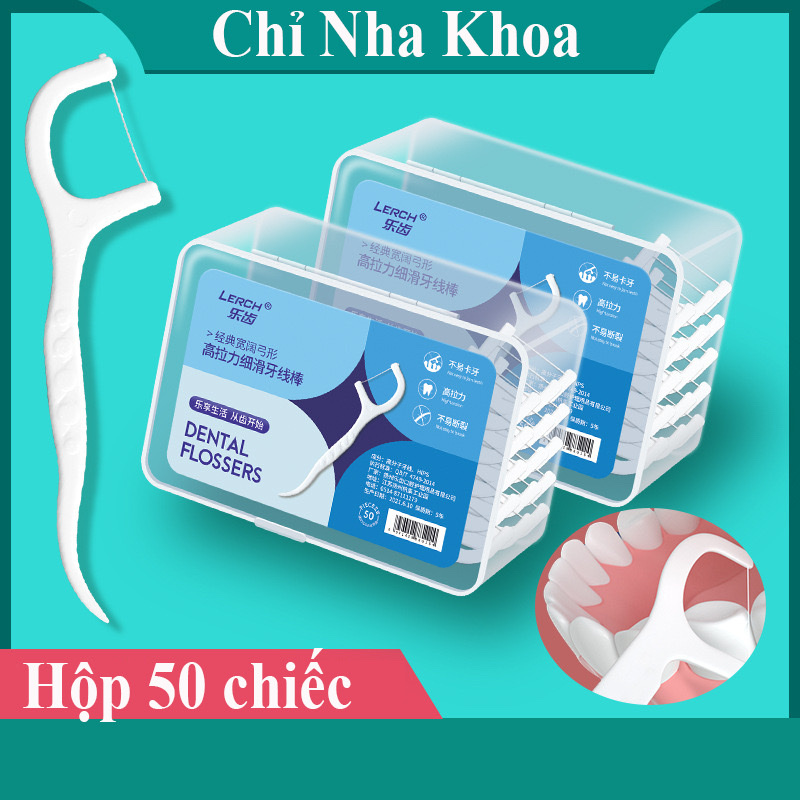 Hộp 50 cây tăm chỉ nha khoa , tăm chỉ chăm sóc răng miệng , dễ dàng cầm nắm , an toàn dễ sử dụng vô cùng tiện lợi