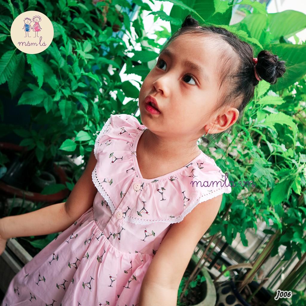 Đầm hồng nhạt cổ nhún ren họa tiết ly cocktail | 2Y-6Y