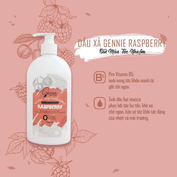 Dầu Xả Gennie Natural Care Chiết Xuất Raspberry Dành Cho Tóc Nhuộm Và Tóc Highlight 400ml Chính Hãng