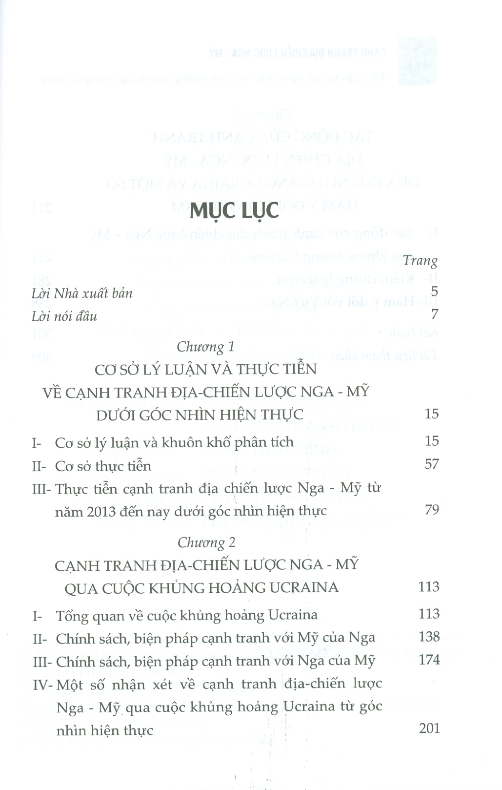 CẠNH TRANH ĐỊA - CHIẾN LƯỢC NGA - MỸ: Tiếp Cận Từ Chủ Nghĩa Hiện Thực Và Trường Hợp Khủng Hoảng UCRAINA (Sách chuyên khảo)