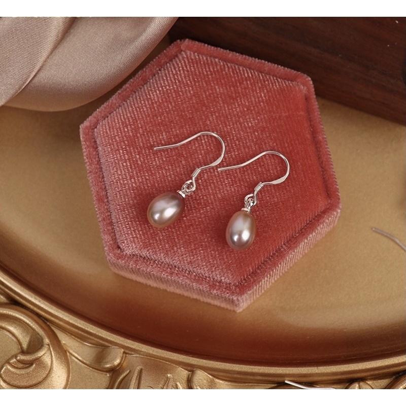 Bông Tai Bạc Móc Câu Gắn Hạt Oval Dễ Thương - Trường Thịnh Ngọc Trai