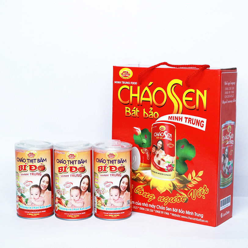 Cháo Thịt Băm Bí Đỏ Minh Trung lốc 3 lon - CTBBD 3