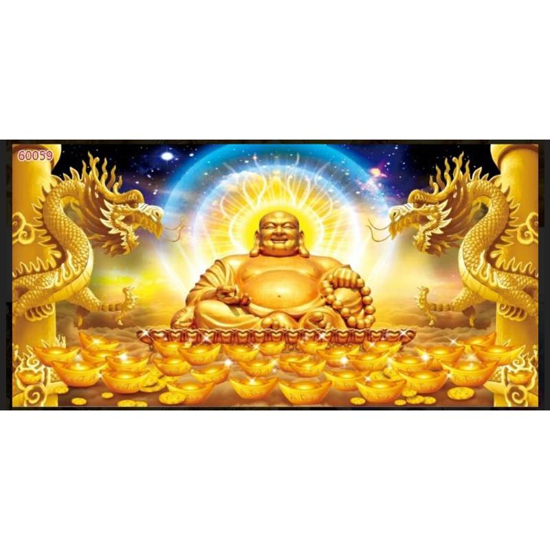 Tranh dán tường vải lụa 3D tranh phật