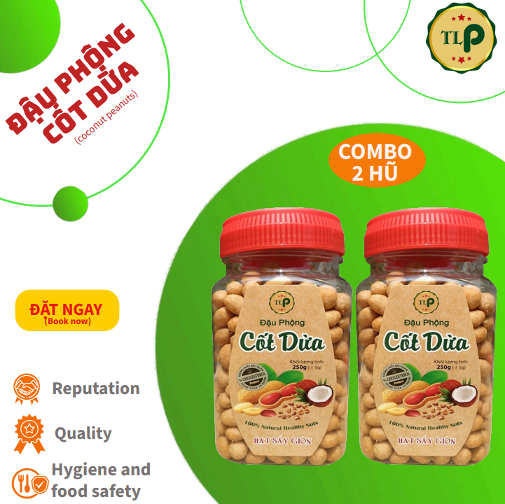 Combo 2 hũ: ĐẬU PHỘNG TỎI ỚT, ĐẬU PHỘNG CỐT DỪA MỖI HŨ 250G