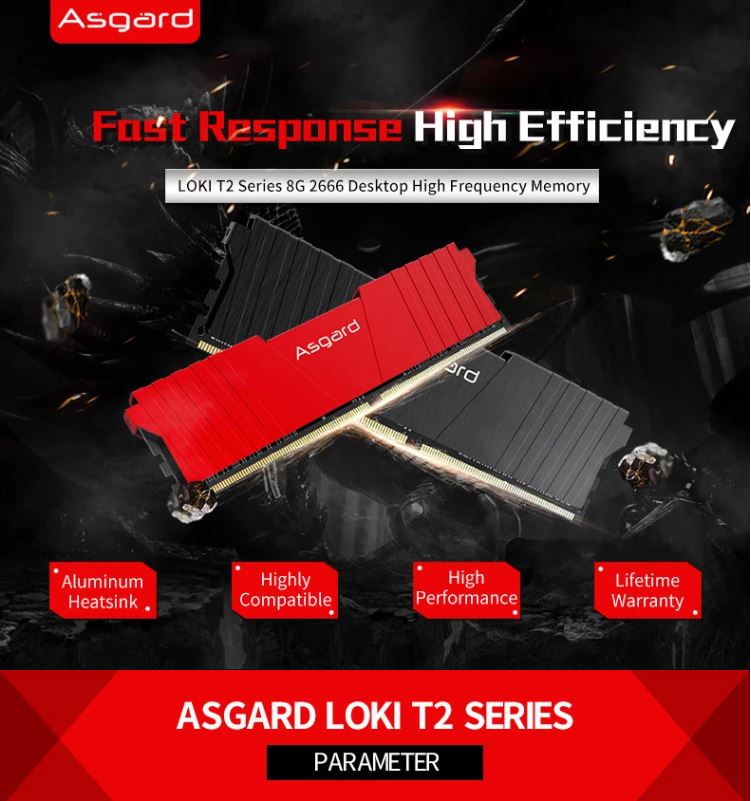 Ram máy tính Asgard T2 ddr4 PC 8gb bus 2666 - Hàng chính hãng