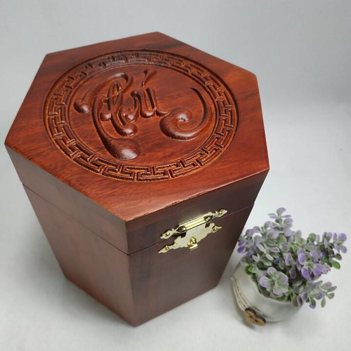 HỘP ĐỰNG TRÀ CHỮ PHÚC LỤC GIÁC