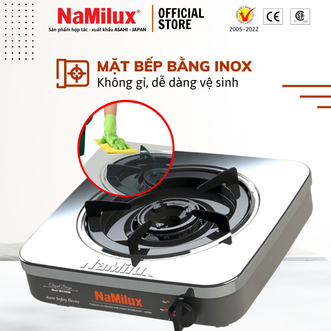 Bếp Gas Đơn Cao Cấp NaMilux NH-210ASM│Cảm Ứng Tự Động Ngắt Gas│Lượng Gas Tiêu Thụ Tối Đa 215g/giờ│Hàng Chính Hãng