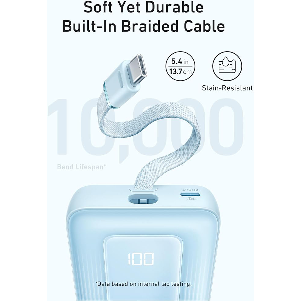 Sạc dự phòng Anker Zolo 1A1C 30W 10000mah (Built-In USB-C) A1688 - Hàng Chính Hãng