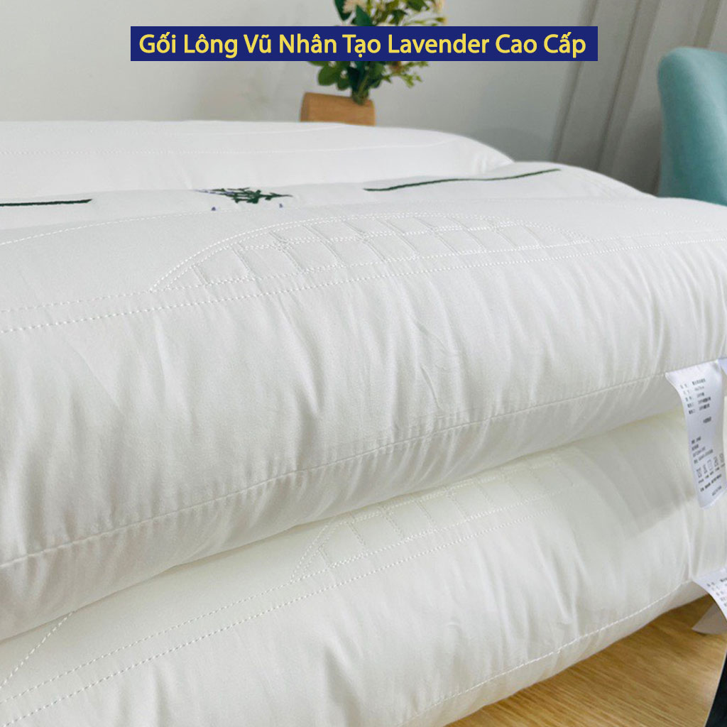 Gối Lông Vũ Nhân Tạo Lavender ANNA NGUYÊN Cao Cấp Chuẩn Khách Sạn Năm Sao