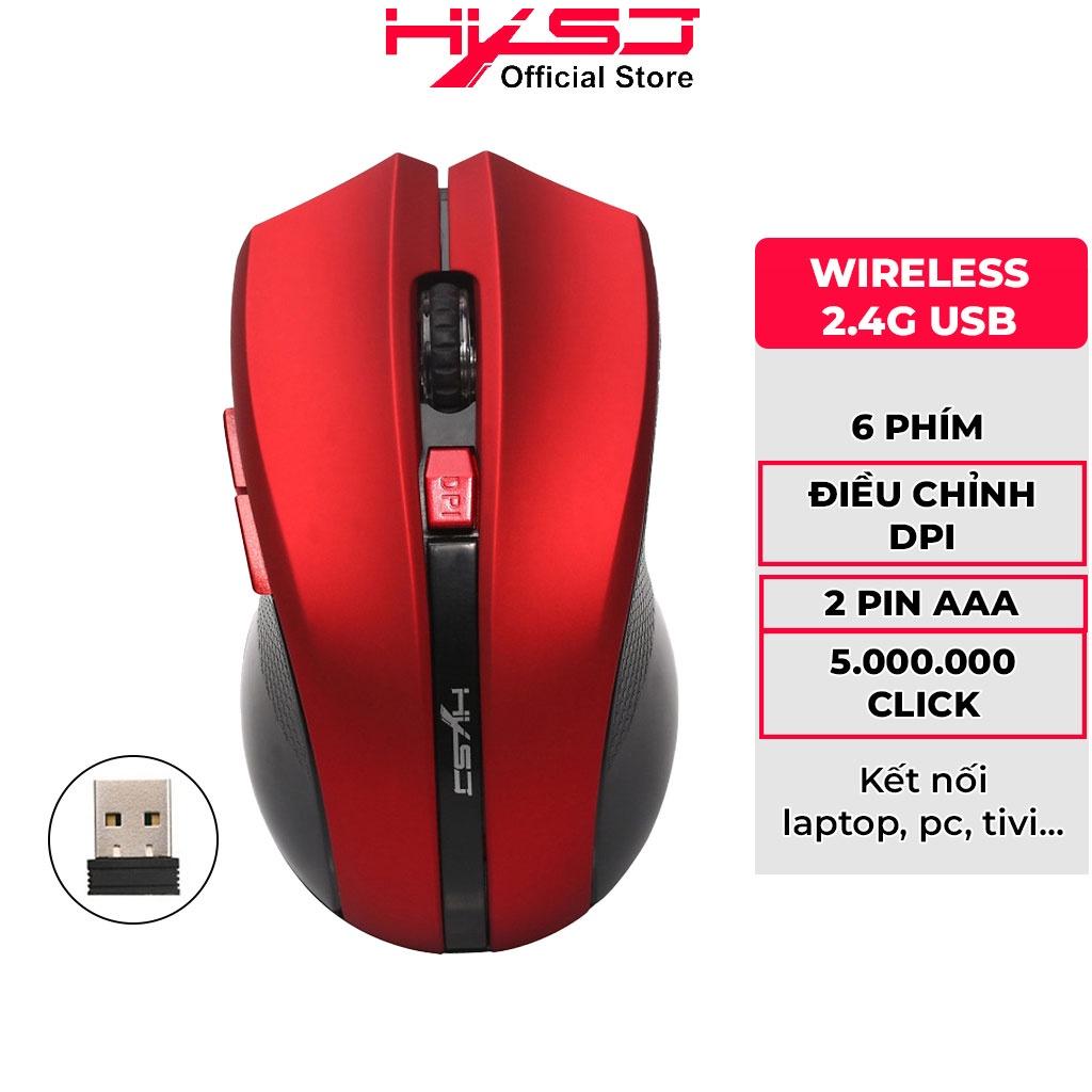 Chuột không dây HXSJ X50 Red/Black có nút trợ năng, điều chỉnh 2400DPI chuyên dùng chơi game, máy tính, laptop, tivi - HÀNG CHÍNH HÃNG