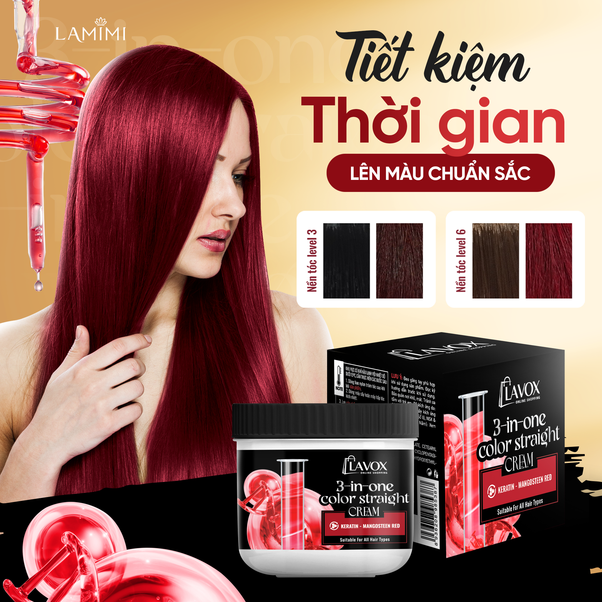Kem Duỗi Màu Keratin 3-In-One Lavox Online Shopping – Đỏ Măng Cụt