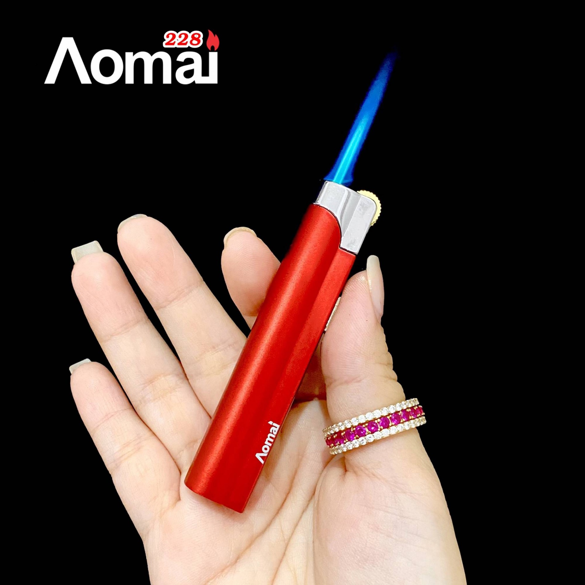 Vỏ Hột Quẹt Bật Lửa Ga Đá Khò 1 Tia cực mạnh Aomai AM-228 Giữ Lửa Tự Động an toàn