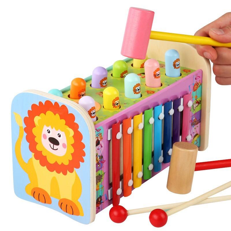 Đồ Chơi Gỗ Đập Chuột Kèm Đàn Xylophone Kết Hợp Luồn Mê Cung Phát Triển Trí Tuệ/