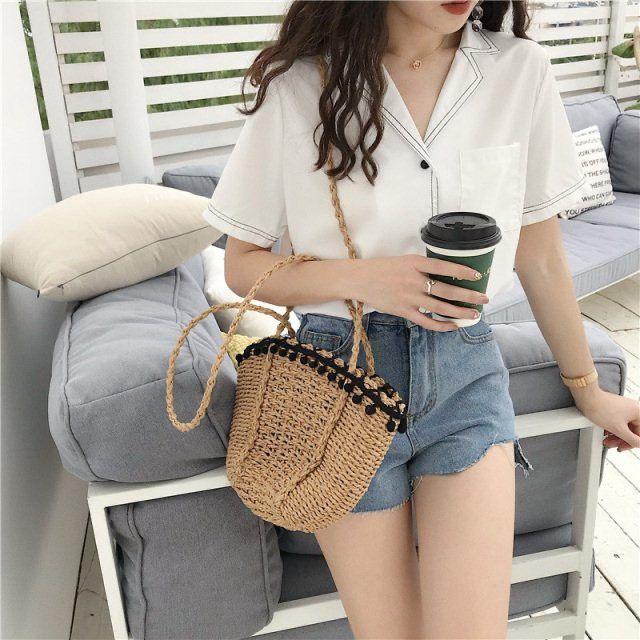 Áo Sơ Mi Nữ Form Rộng Cổ Vest YURITA Tay Ngắn Kiểu Công Sở, Phong Cách Hàn Quốc Viền Cổ Freesize