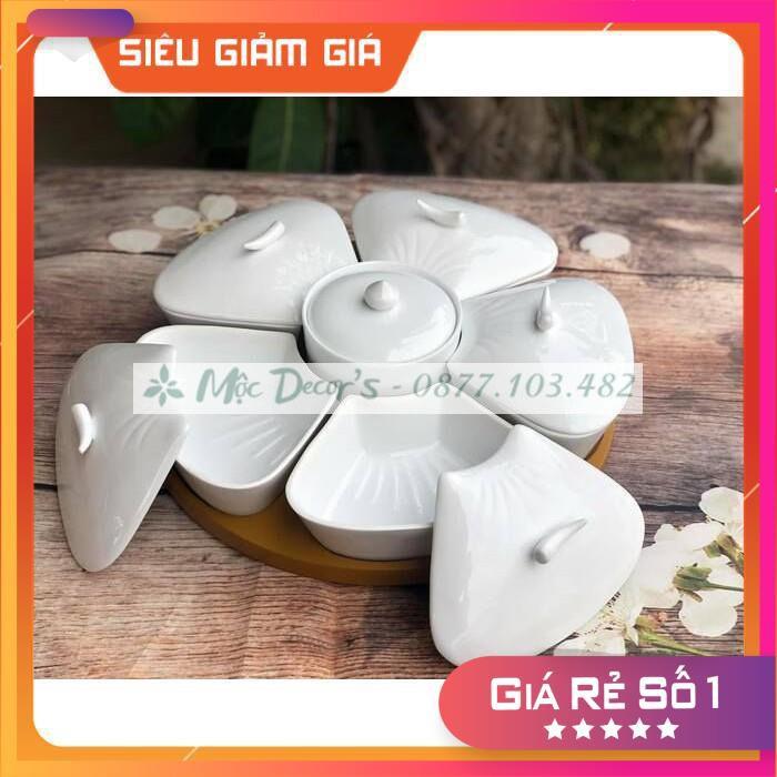 KHAY SỨ ĐẸP, KHAY HŨ SỨ GỖ , KHAY MỨT TẾT BÁT TRÀNG CỰC ĐẸP