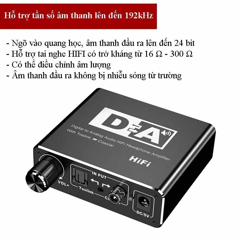 Bộ Chuyển Đổi Âm Thanh Kỹ Thuật Số Sang Analog Điều Chỉnh Âm Lượng, Đầu ra gồm RCA, 3.5mm, Đồng Trục và Toslink