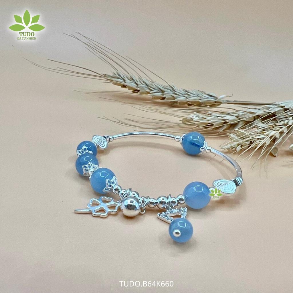Vòng Tay Nữ Đẹp - Vòng Phong Thủy Mệnh Thủy Mộc TUDO VCBAQUA AG925 Charm Cỏ 4 Lá, Tam Giác B64K660